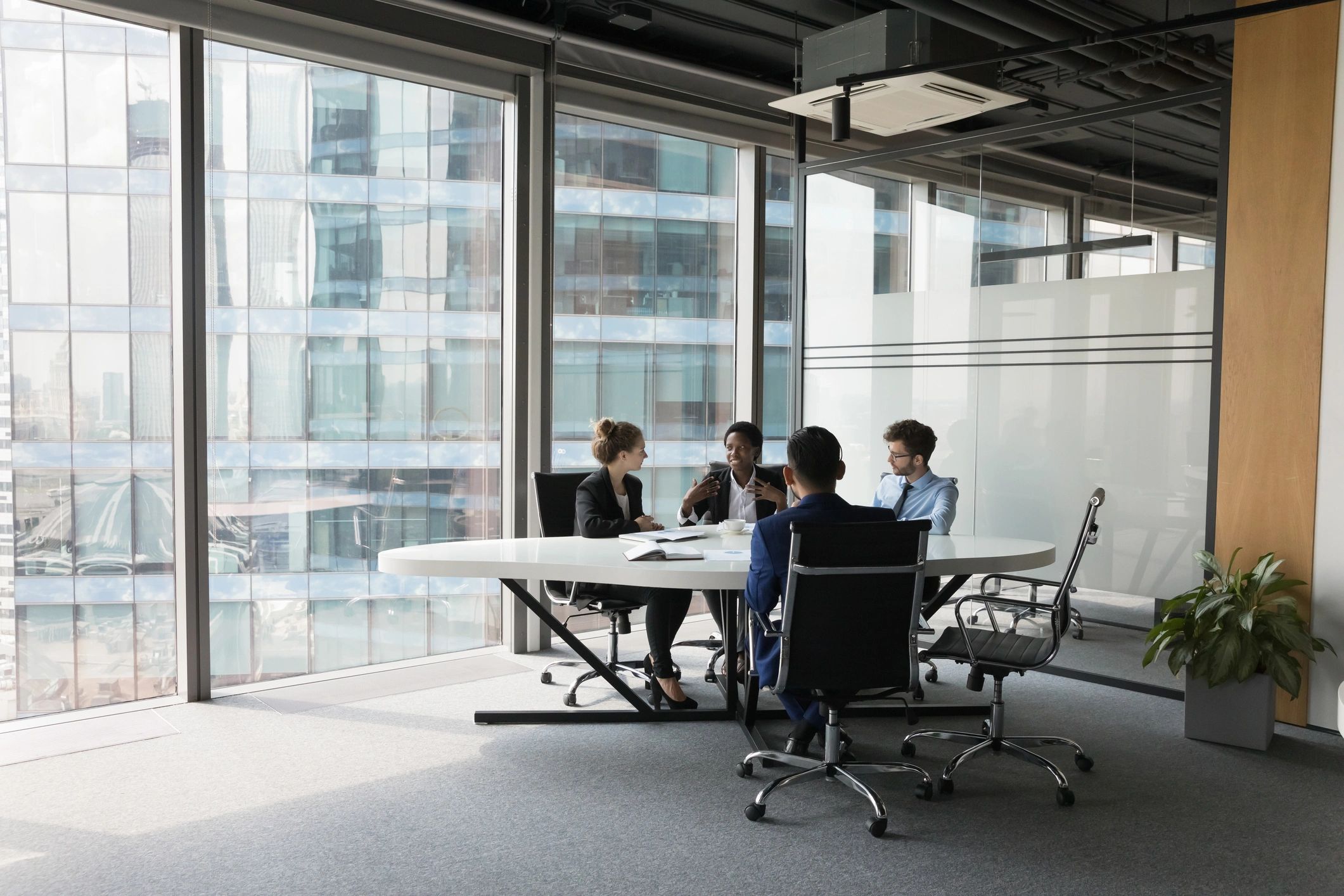 Professional consulting discussion in a meeting room